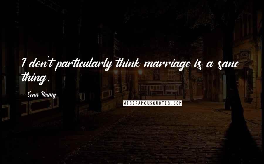 Sean Young Quotes: I don't particularly think marriage is a sane thing.