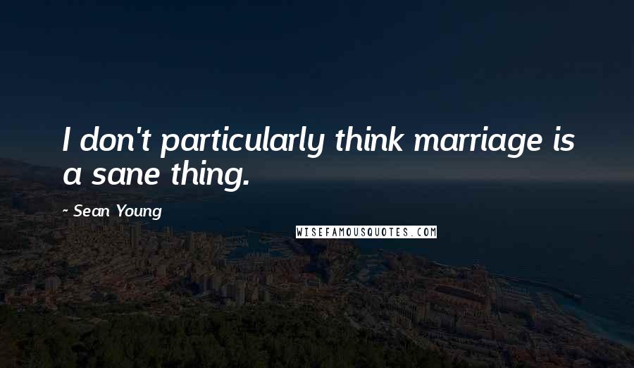 Sean Young Quotes: I don't particularly think marriage is a sane thing.