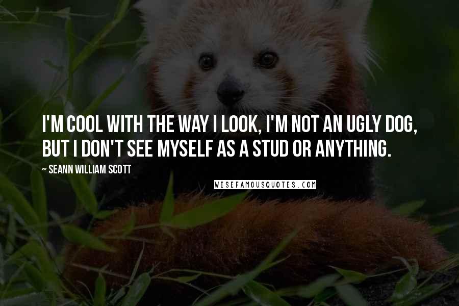 Seann William Scott Quotes: I'm cool with the way I look, I'm not an ugly dog, but I don't see myself as a stud or anything.