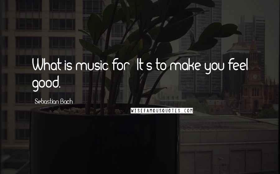 Sebastian Bach Quotes: What is music for? It's to make you feel good.