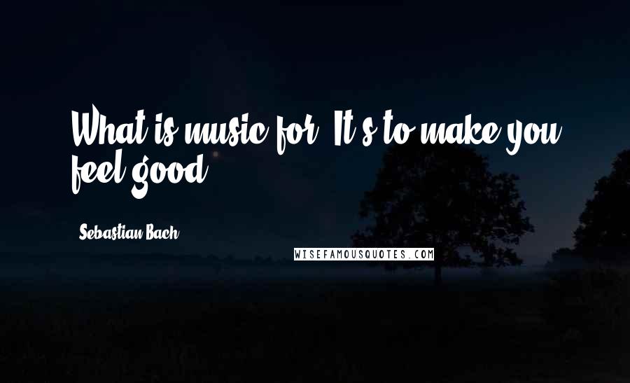 Sebastian Bach Quotes: What is music for? It's to make you feel good.