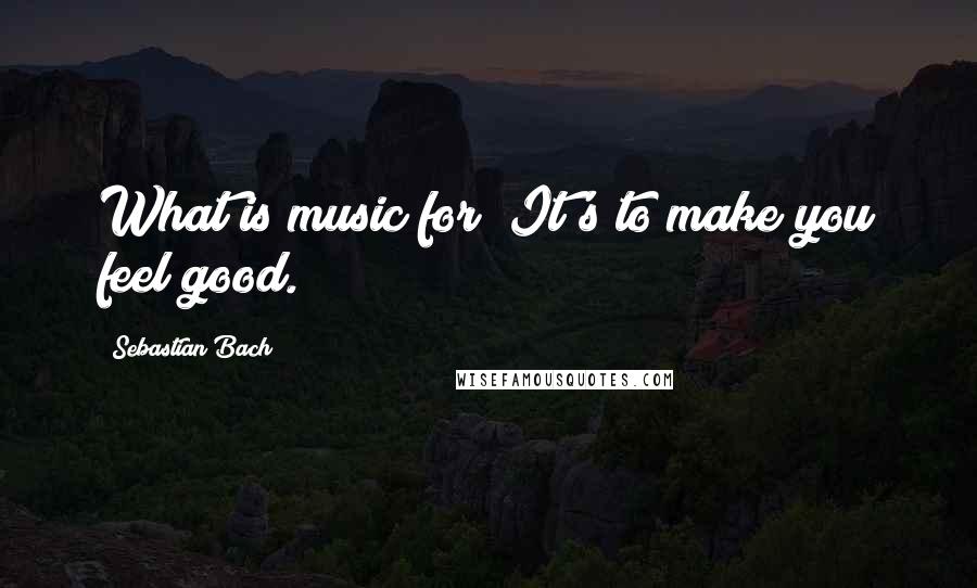 Sebastian Bach Quotes: What is music for? It's to make you feel good.