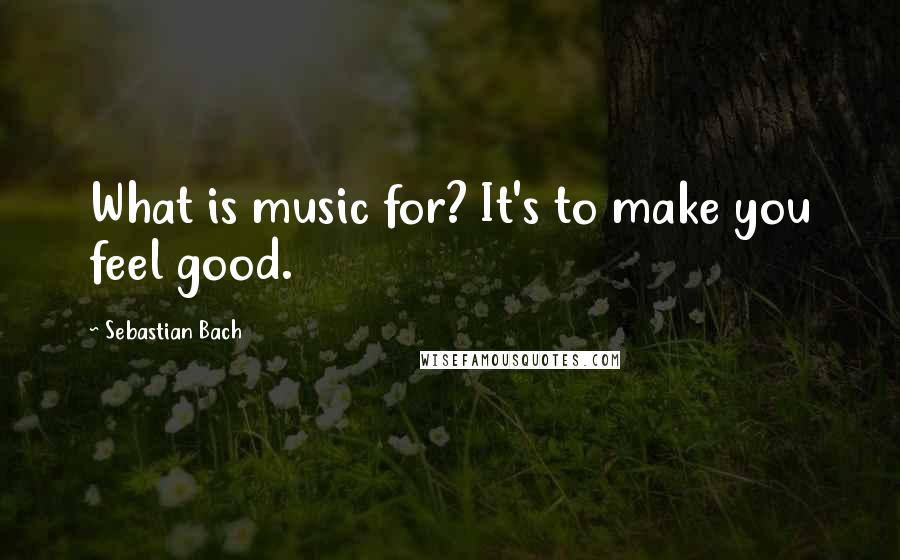 Sebastian Bach Quotes: What is music for? It's to make you feel good.