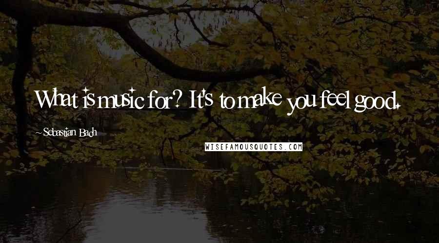 Sebastian Bach Quotes: What is music for? It's to make you feel good.