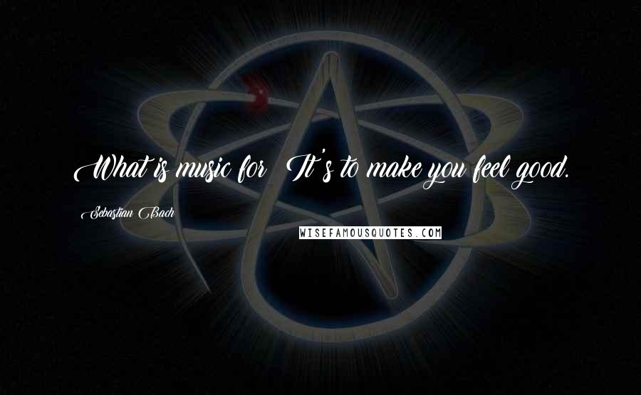 Sebastian Bach Quotes: What is music for? It's to make you feel good.