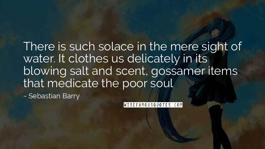 Sebastian Barry Quotes: There is such solace in the mere sight of water. It clothes us delicately in its blowing salt and scent, gossamer items that medicate the poor soul