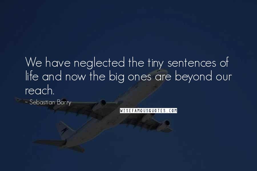 Sebastian Barry Quotes: We have neglected the tiny sentences of life and now the big ones are beyond our reach.