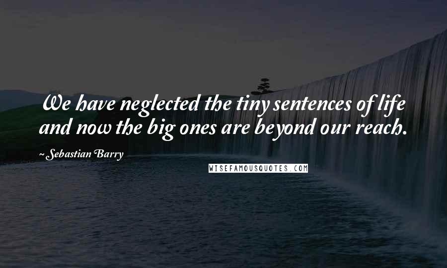 Sebastian Barry Quotes: We have neglected the tiny sentences of life and now the big ones are beyond our reach.