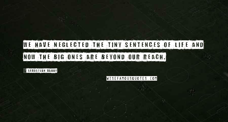 Sebastian Barry Quotes: We have neglected the tiny sentences of life and now the big ones are beyond our reach.