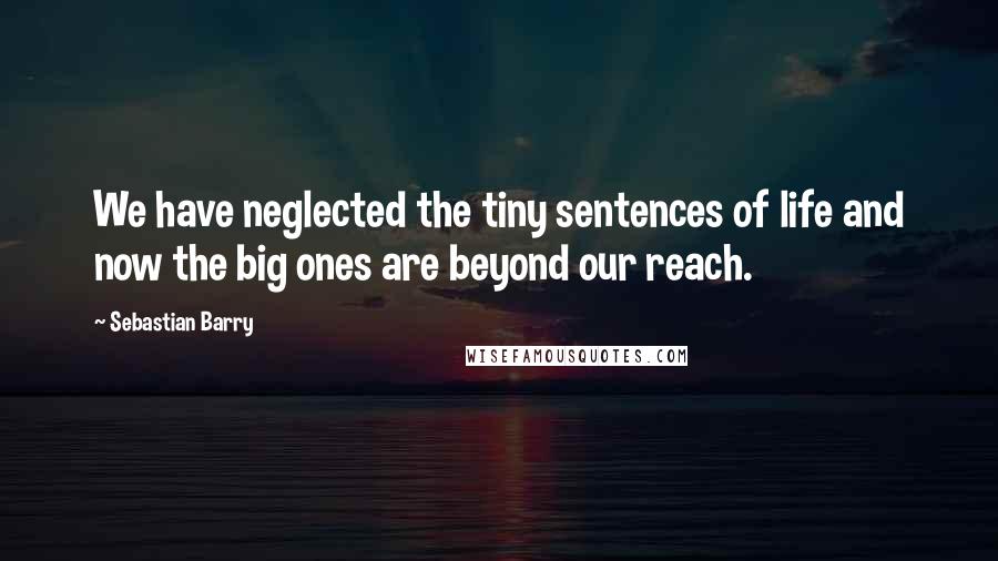 Sebastian Barry Quotes: We have neglected the tiny sentences of life and now the big ones are beyond our reach.