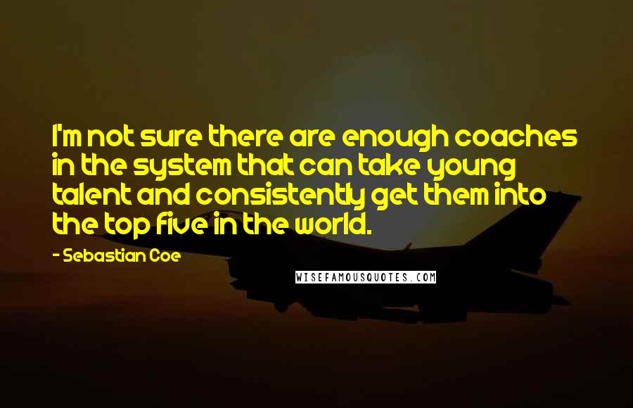 Sebastian Coe Quotes: I'm not sure there are enough coaches in the system that can take young talent and consistently get them into the top five in the world.