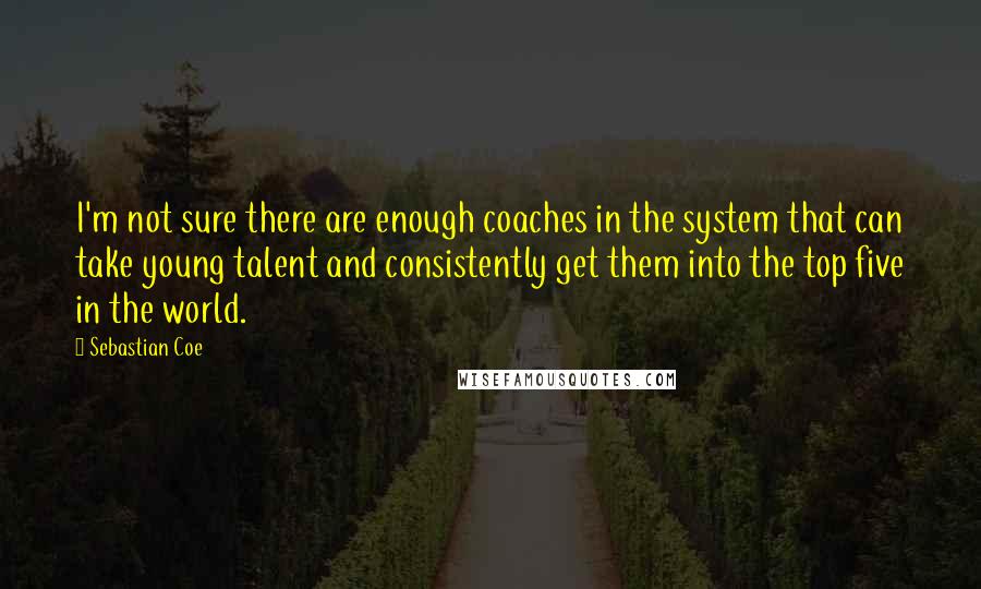 Sebastian Coe Quotes: I'm not sure there are enough coaches in the system that can take young talent and consistently get them into the top five in the world.