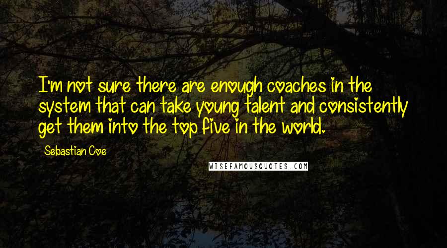 Sebastian Coe Quotes: I'm not sure there are enough coaches in the system that can take young talent and consistently get them into the top five in the world.