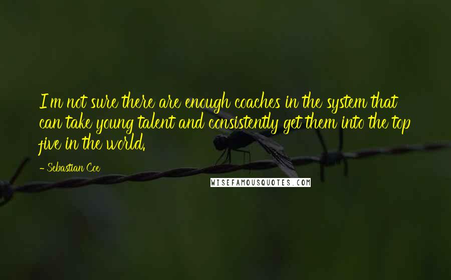 Sebastian Coe Quotes: I'm not sure there are enough coaches in the system that can take young talent and consistently get them into the top five in the world.