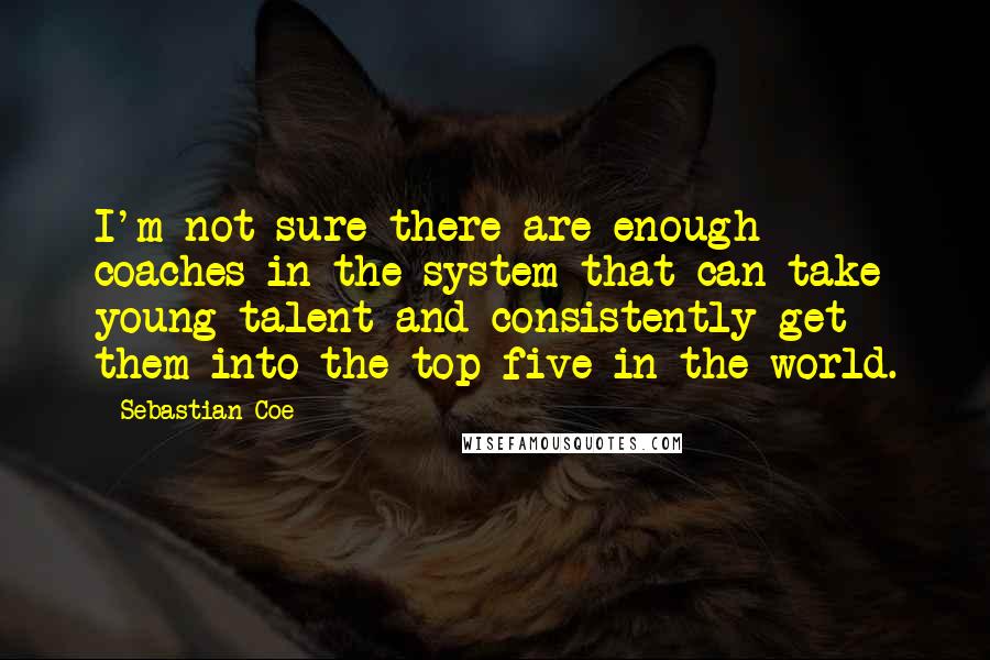 Sebastian Coe Quotes: I'm not sure there are enough coaches in the system that can take young talent and consistently get them into the top five in the world.