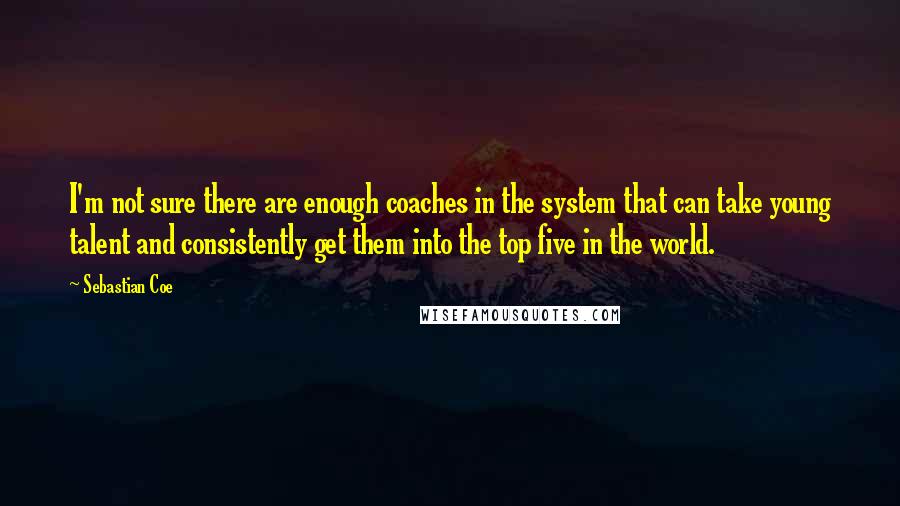 Sebastian Coe Quotes: I'm not sure there are enough coaches in the system that can take young talent and consistently get them into the top five in the world.