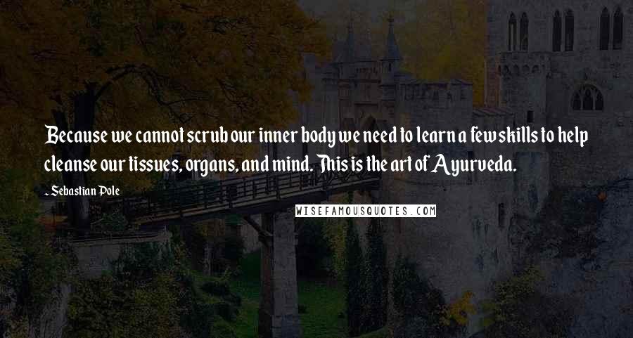 Sebastian Pole Quotes: Because we cannot scrub our inner body we need to learn a few skills to help cleanse our tissues, organs, and mind. This is the art of Ayurveda.