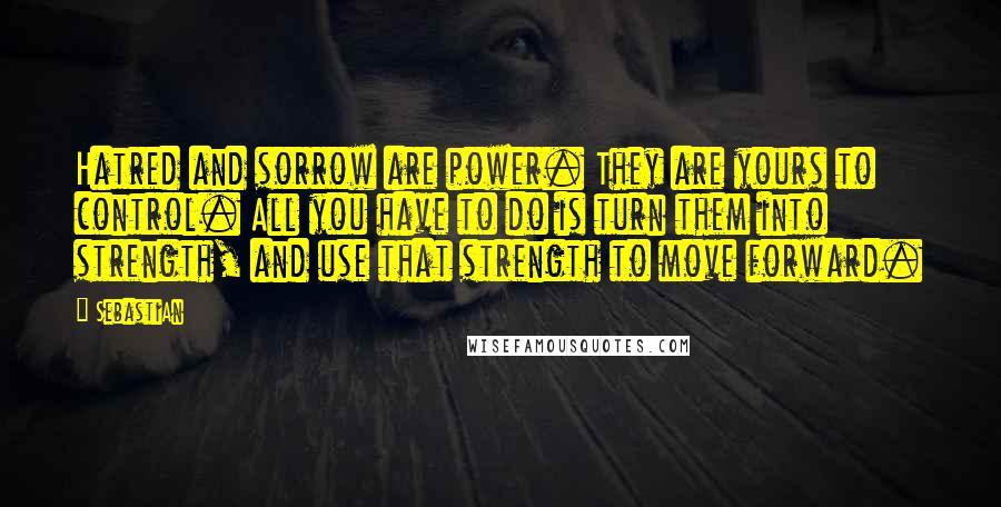 SebastiAn Quotes: Hatred and sorrow are power. They are yours to control. All you have to do is turn them into strength, and use that strength to move forward.