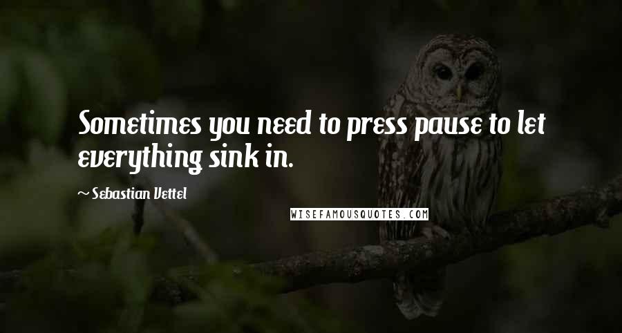 Sebastian Vettel Quotes: Sometimes you need to press pause to let everything sink in.