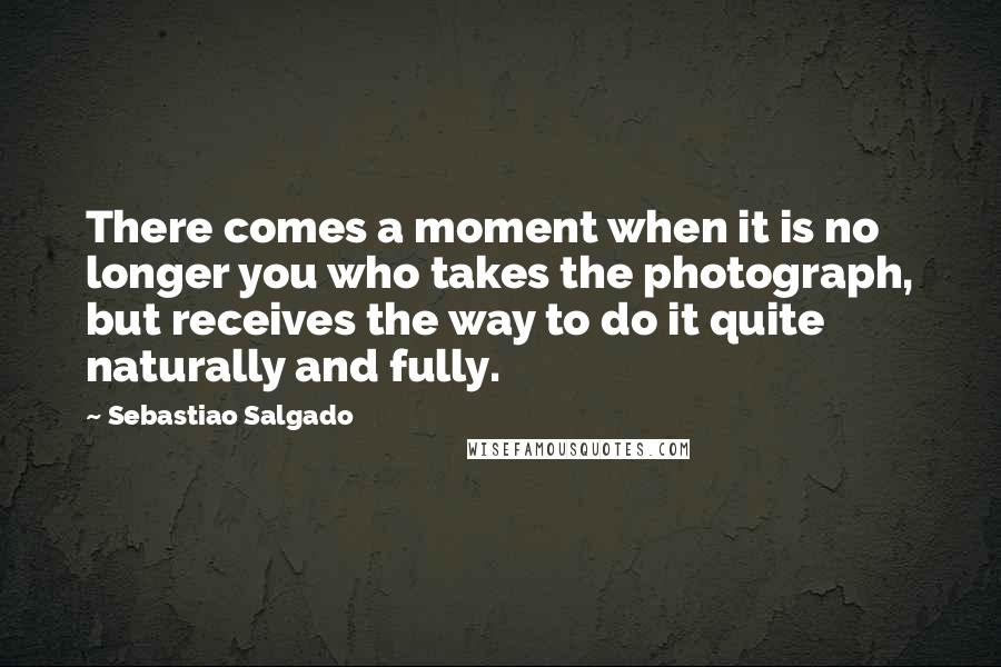 Sebastiao Salgado Quotes: There comes a moment when it is no longer you who takes the photograph, but receives the way to do it quite naturally and fully.