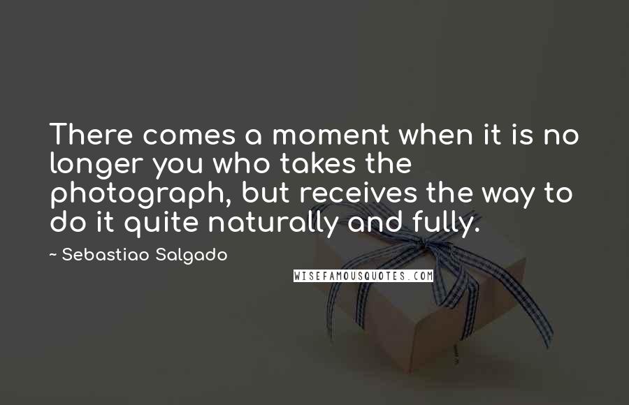 Sebastiao Salgado Quotes: There comes a moment when it is no longer you who takes the photograph, but receives the way to do it quite naturally and fully.