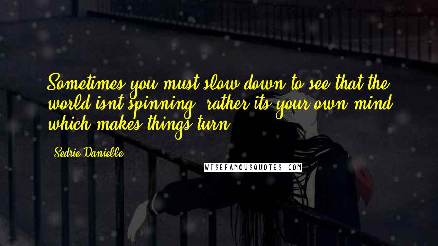 Sedrie Danielle Quotes: Sometimes you must slow down to see that the world isnt spinning, rather its your own mind which makes things turn