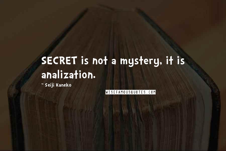 Seiji Kaneko Quotes: SECRET is not a mystery, it is analization.