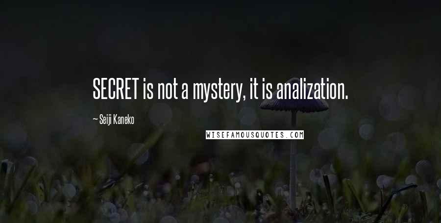 Seiji Kaneko Quotes: SECRET is not a mystery, it is analization.