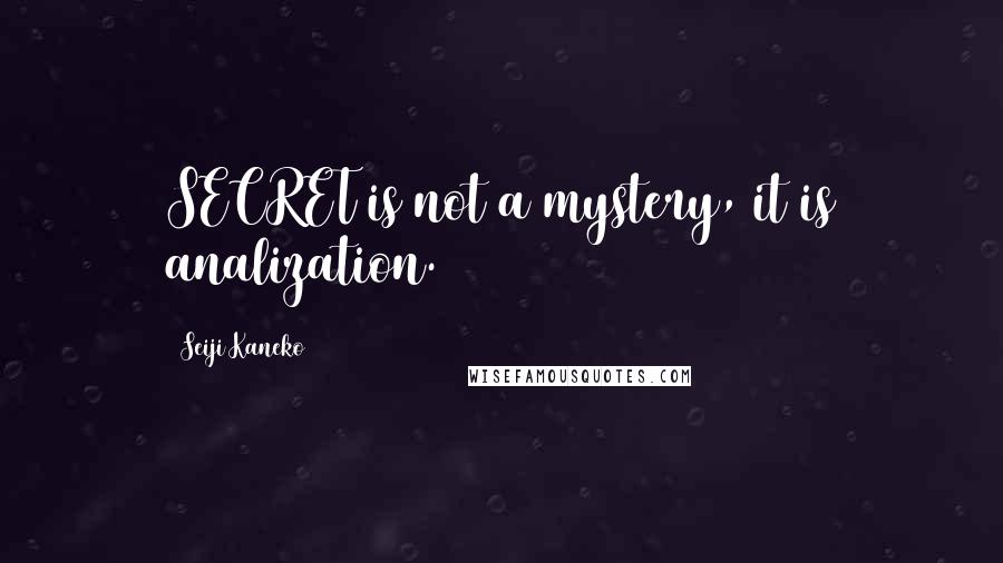 Seiji Kaneko Quotes: SECRET is not a mystery, it is analization.