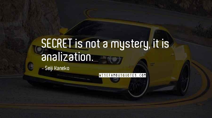 Seiji Kaneko Quotes: SECRET is not a mystery, it is analization.