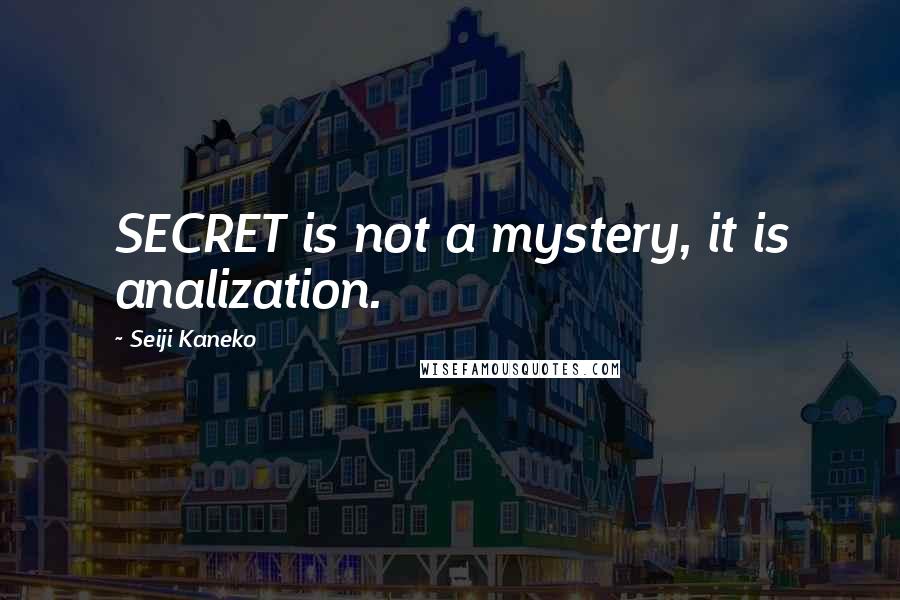 Seiji Kaneko Quotes: SECRET is not a mystery, it is analization.