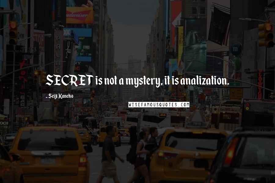 Seiji Kaneko Quotes: SECRET is not a mystery, it is analization.