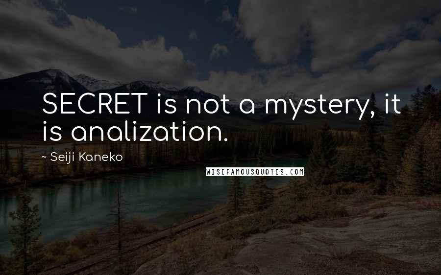 Seiji Kaneko Quotes: SECRET is not a mystery, it is analization.