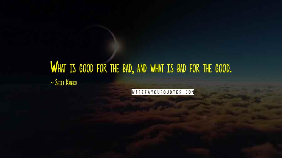 Seiji Kaneko Quotes: What is good for the bad, and what is bad for the good.