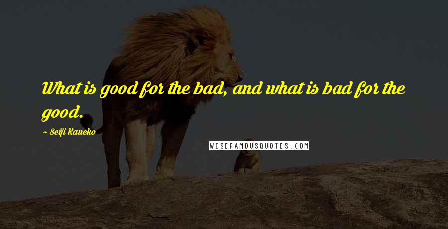 Seiji Kaneko Quotes: What is good for the bad, and what is bad for the good.