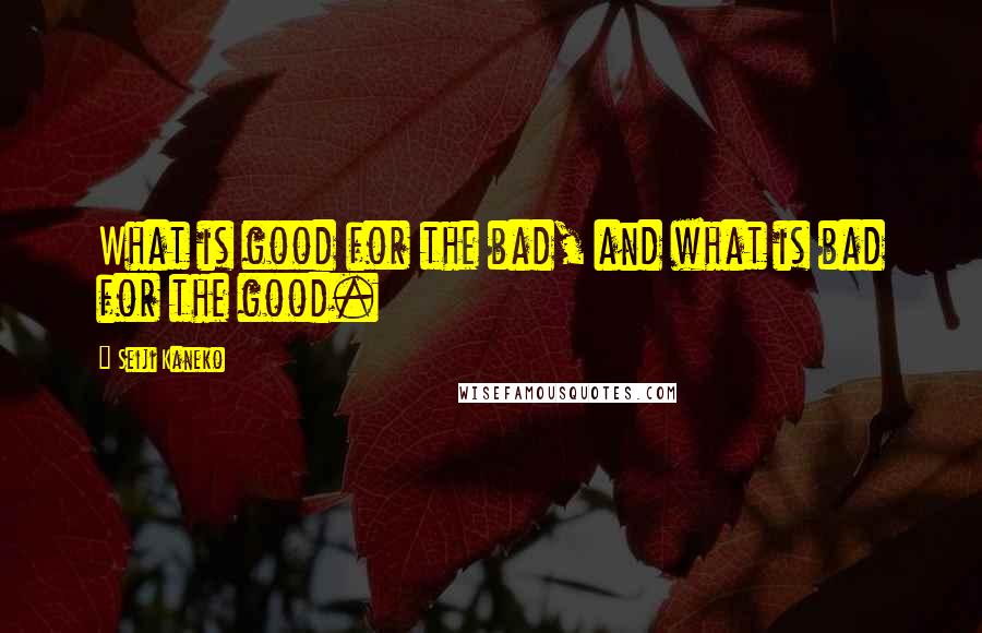 Seiji Kaneko Quotes: What is good for the bad, and what is bad for the good.