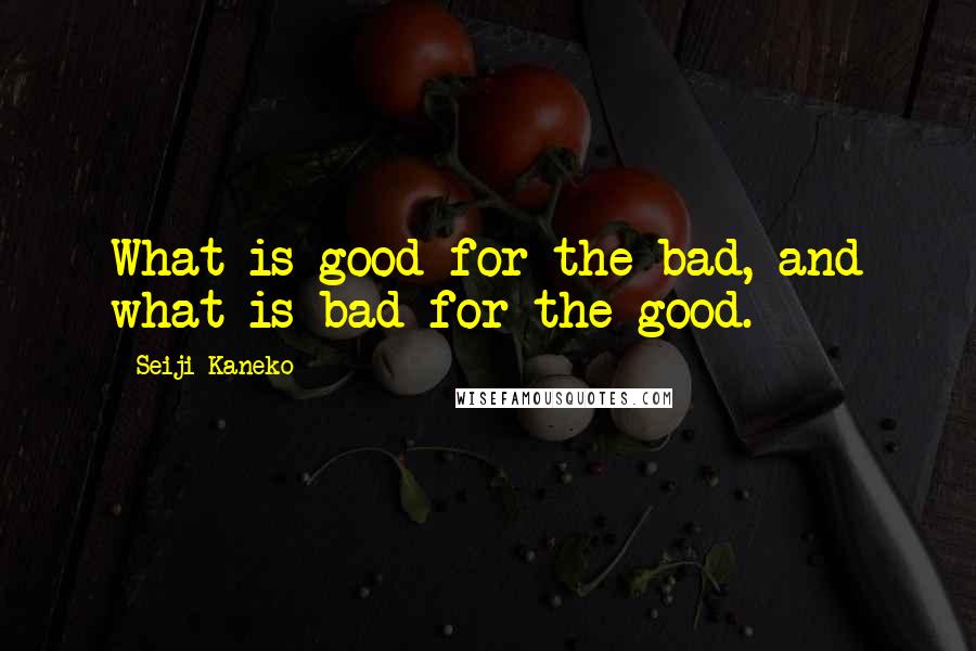 Seiji Kaneko Quotes: What is good for the bad, and what is bad for the good.