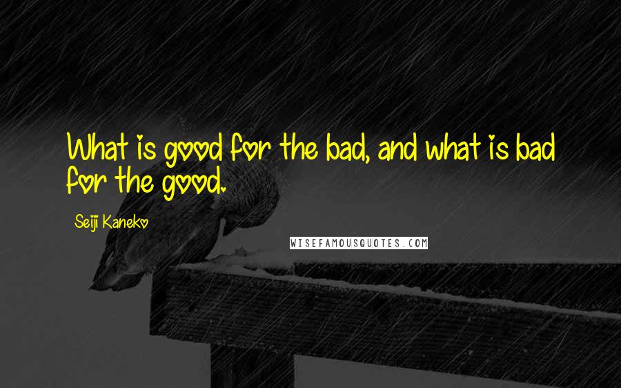 Seiji Kaneko Quotes: What is good for the bad, and what is bad for the good.