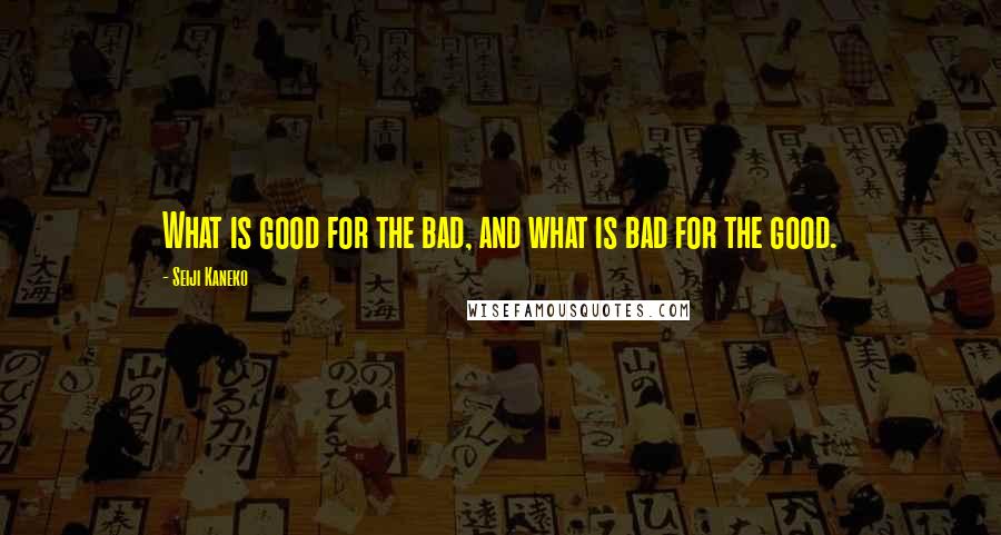 Seiji Kaneko Quotes: What is good for the bad, and what is bad for the good.