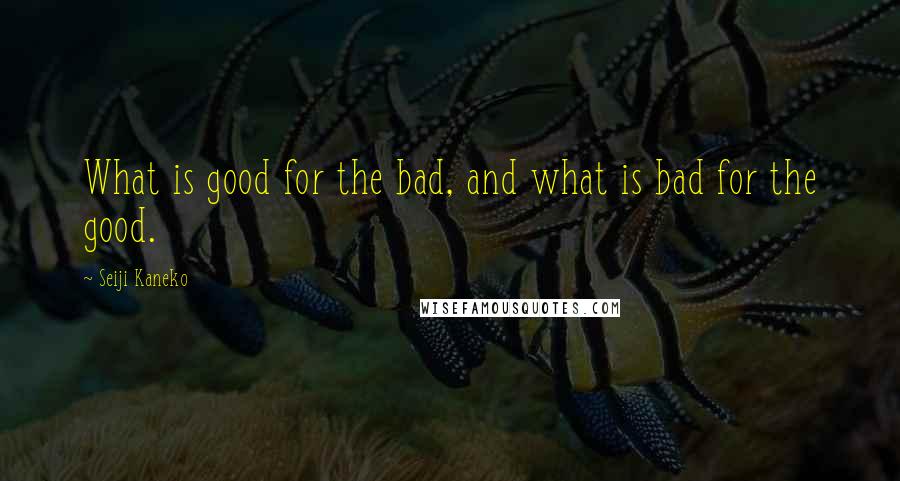 Seiji Kaneko Quotes: What is good for the bad, and what is bad for the good.