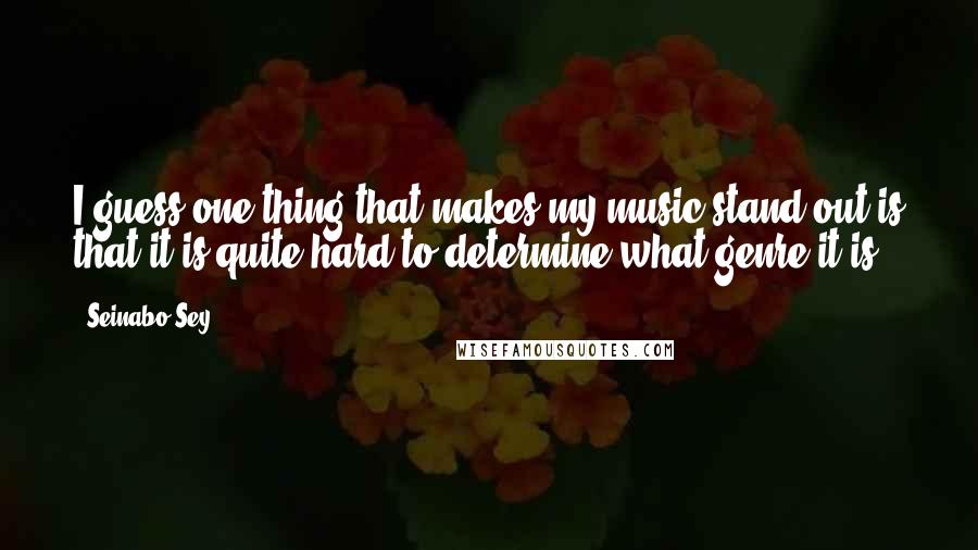 Seinabo Sey Quotes: I guess one thing that makes my music stand out is that it is quite hard to determine what genre it is.