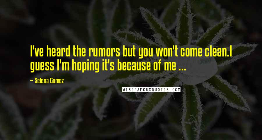 Selena Gomez Quotes: I've heard the rumors but you won't come clean.I guess I'm hoping it's because of me ...