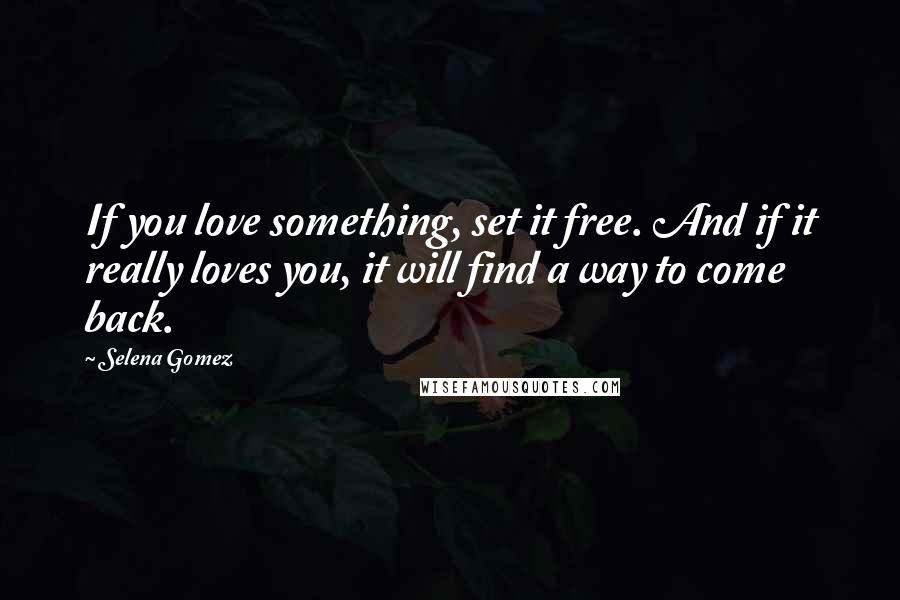 Selena Gomez Quotes: If you love something, set it free. And if it really loves you, it will find a way to come back.