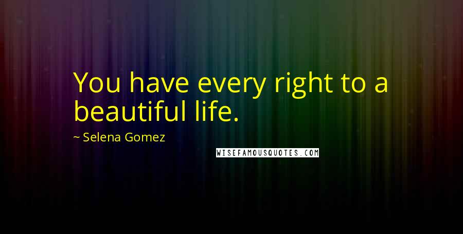 Selena Gomez Quotes: You have every right to a beautiful life.