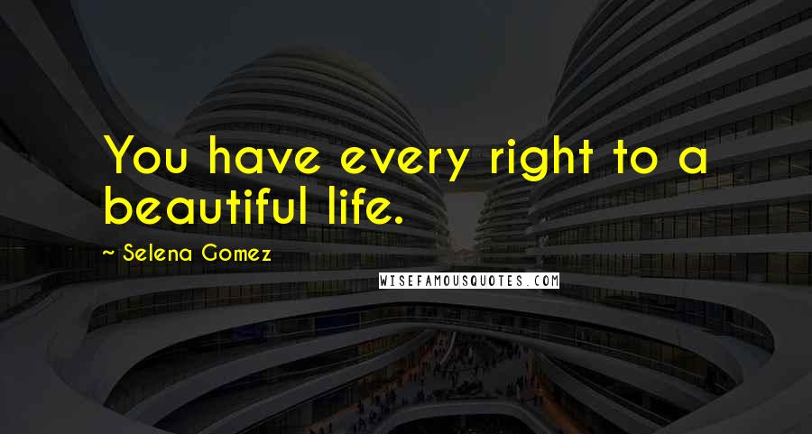 Selena Gomez Quotes: You have every right to a beautiful life.