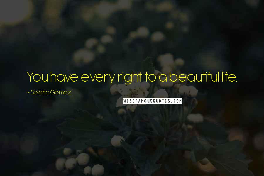 Selena Gomez Quotes: You have every right to a beautiful life.