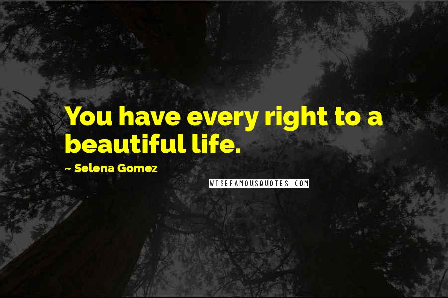 Selena Gomez Quotes: You have every right to a beautiful life.