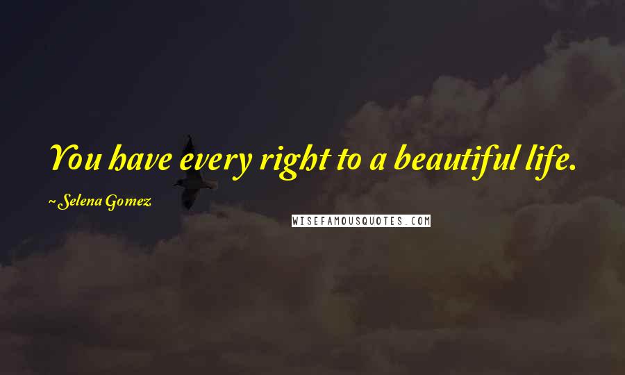 Selena Gomez Quotes: You have every right to a beautiful life.