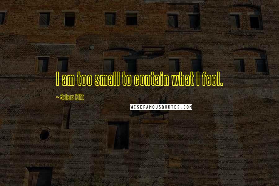Selena Kitt Quotes: I am too small to contain what I feel.