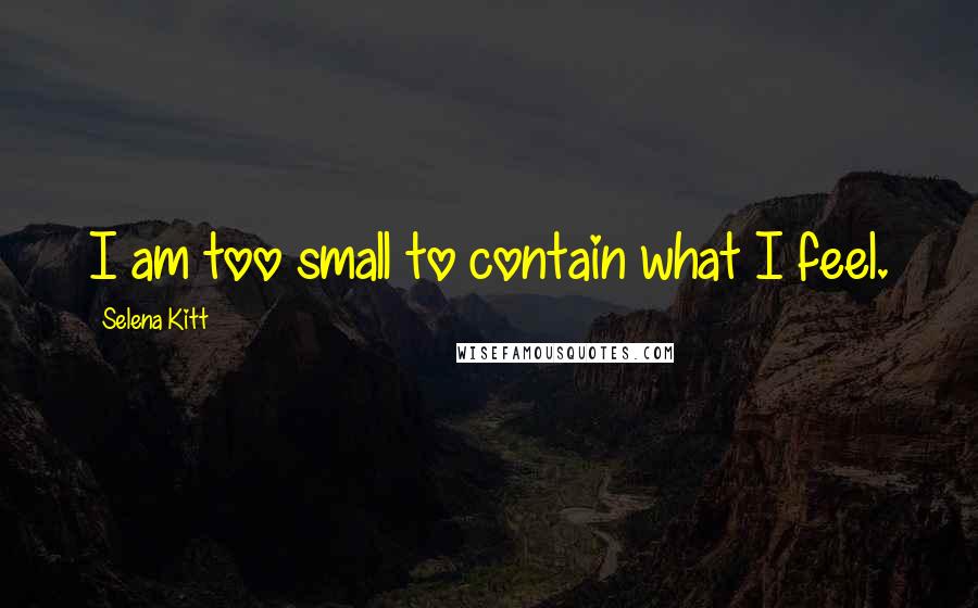 Selena Kitt Quotes: I am too small to contain what I feel.